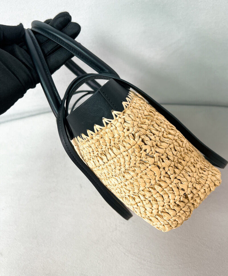 Prada Mini Crochet And Leather Tote Bag 1BG501 Apricot
